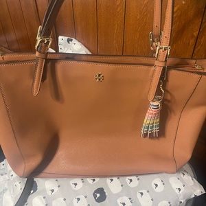 Tory Burch York Tote Brown Leather Large